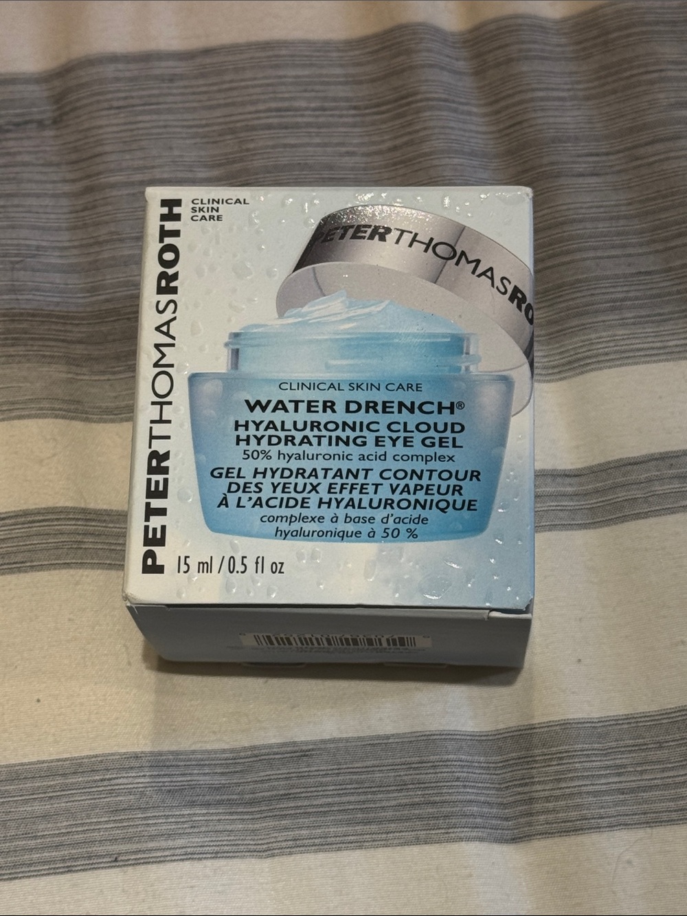 Peter Thomas Roth Hydrating Eye Gel in Light Blue and Silver Packaging